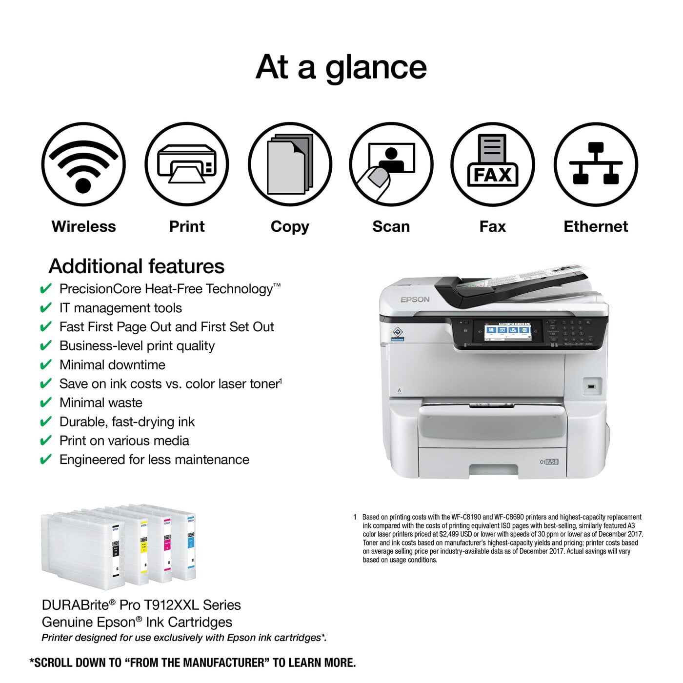 WorkForce Pro WF-C8690 A3 Colour MFP with PCL/PostScript WorkForce Pro WF-C8690 A3 Colour MFP with PCL/PostScript