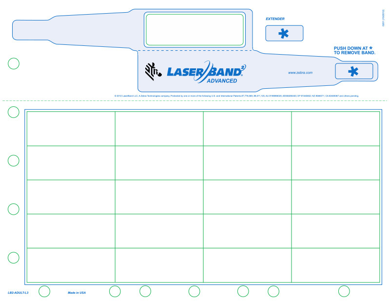 LB2-Adult-L3 Laserband Patient Wristband & Labels Sheet